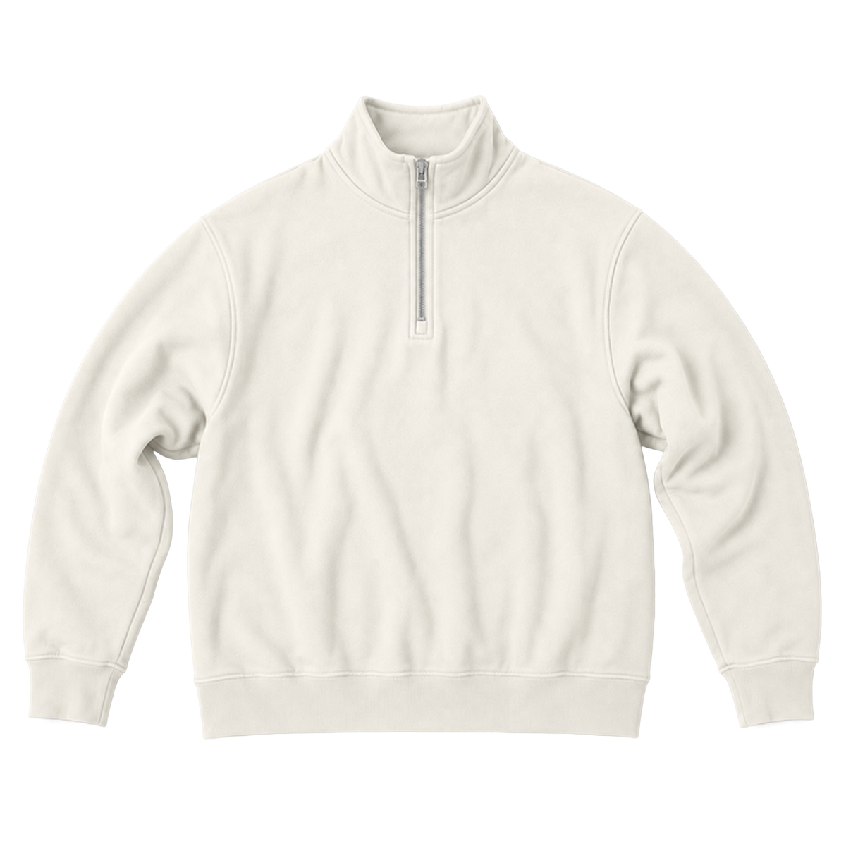 Quarter zip EDGE coupe relaxed, coloris blanc casse, vue de face