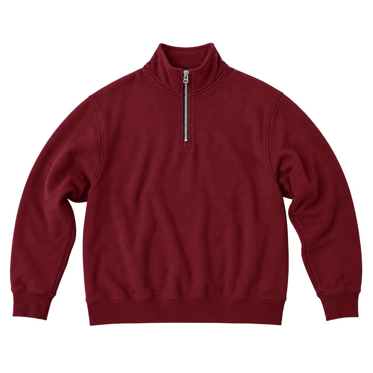 Quarter zip EDGE coupe relaxed, coloris bordeaux, vue de face