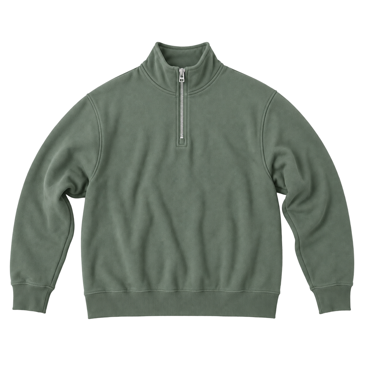 Quarter zip EDGE coupe relaxed, coloris sauge, vue de face