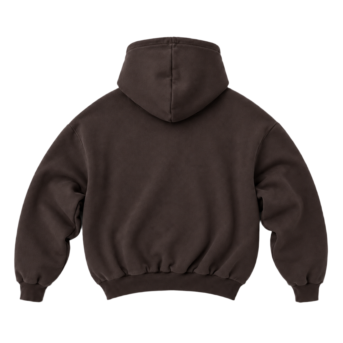 Hoodie FOLD coupe balloon, coloris marron fonce, vue de dos