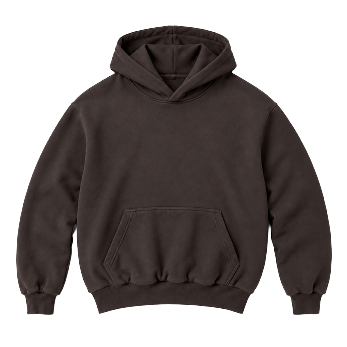 Hoodie FOLD coupe balloon, coloris marron fonce, vue de face