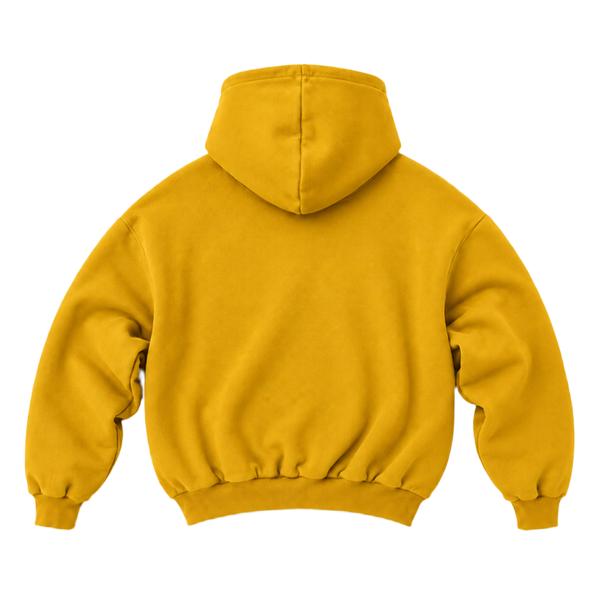 Hoodie FOLD coupe balloon, coloris moutarde, vue de dos