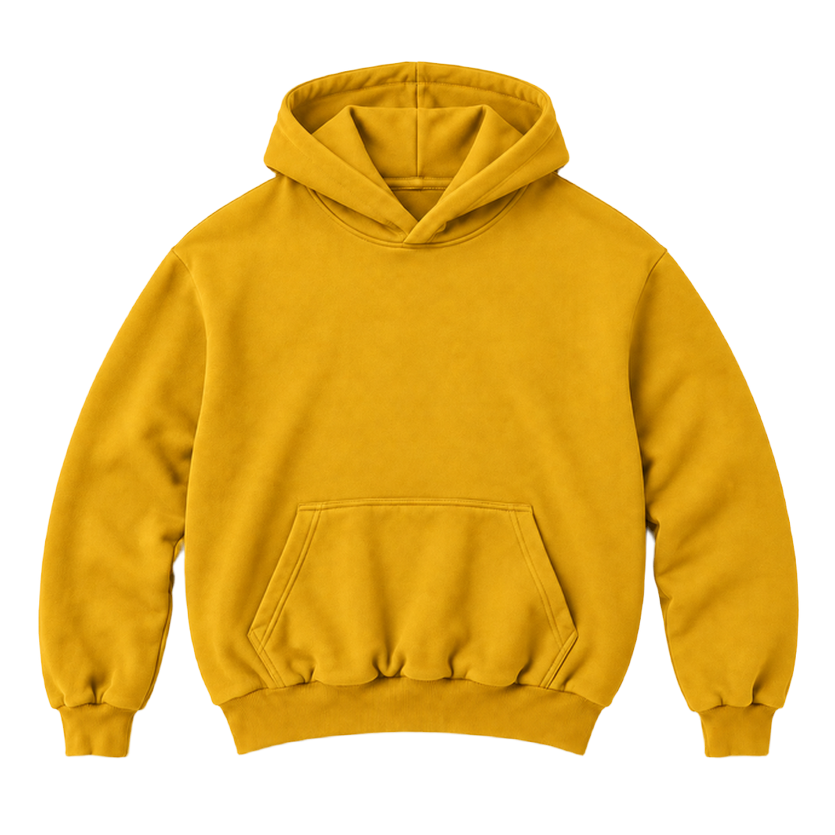 Hoodie FOLD coupe balloon, coloris moutarde, vue de face