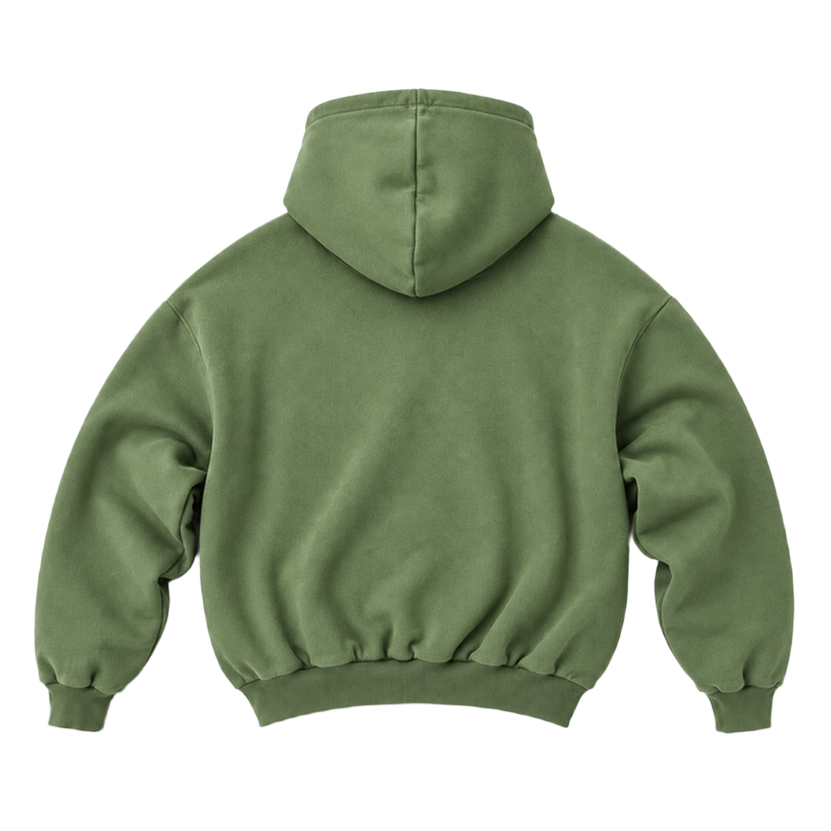 Hoodie FOLD coupe balloon, coloris olive, vue de dos