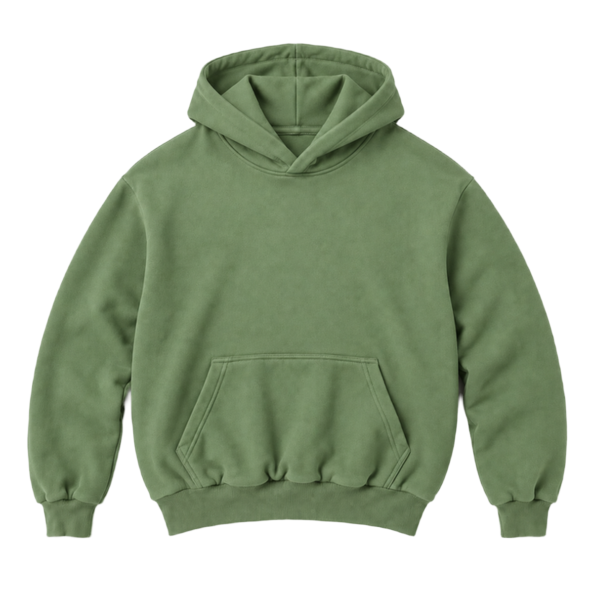 Hoodie FOLD coupe balloon, coloris olive, vue de face