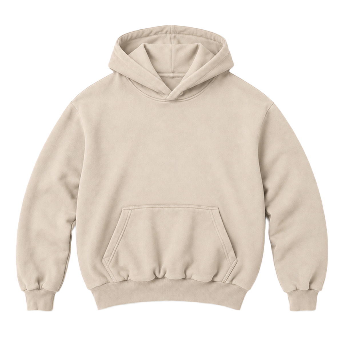 Hoodie FOLD coupe balloon, coloris sable, vue de face