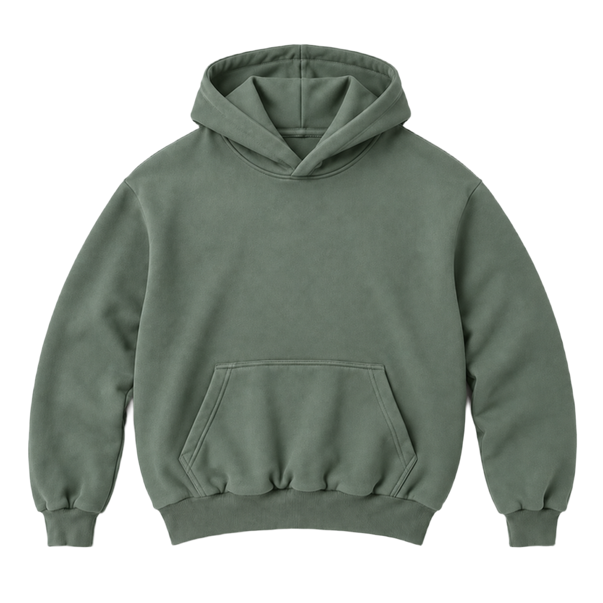 Hoodie FOLD coupe balloon, coloris sauge, vue de face