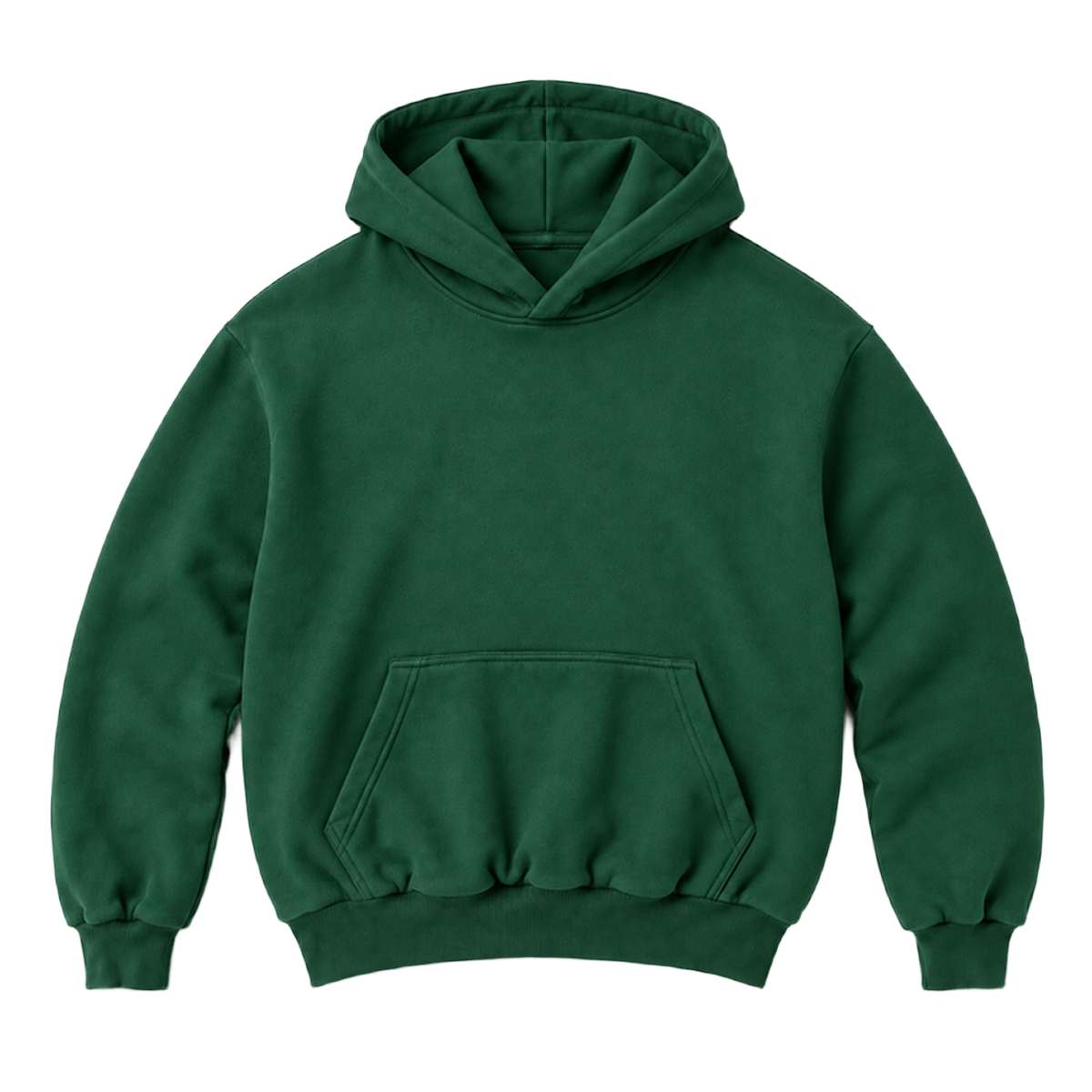 Hoodie FOLD coupe balloon, coloris vert fonce, vue de face