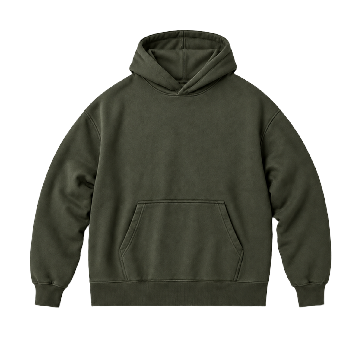 Hoodie FRAME coupe oversized, coloris olive fonce, vue de face