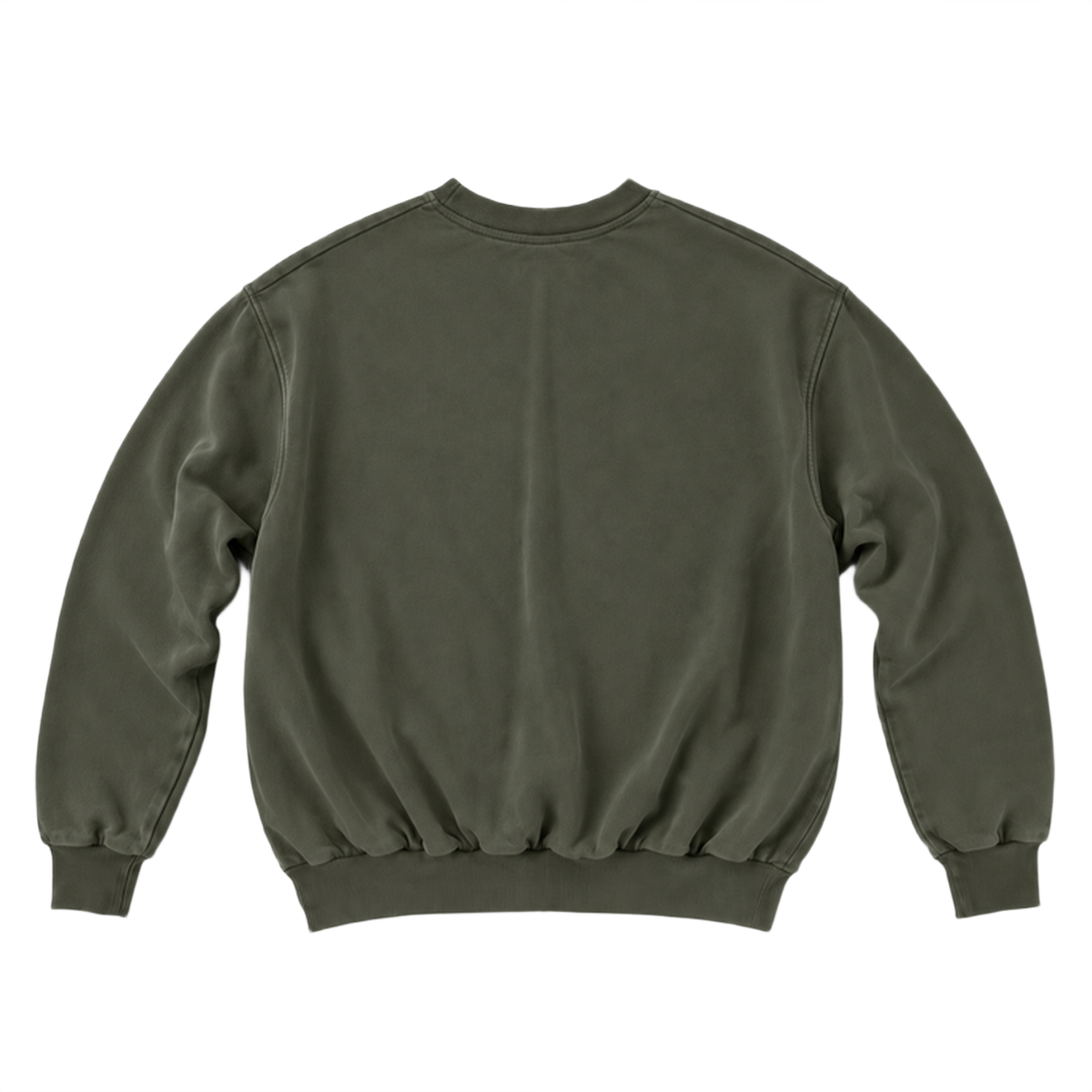Sweat CURVE coupe balloon, coloris olive fonce, vue de dos
