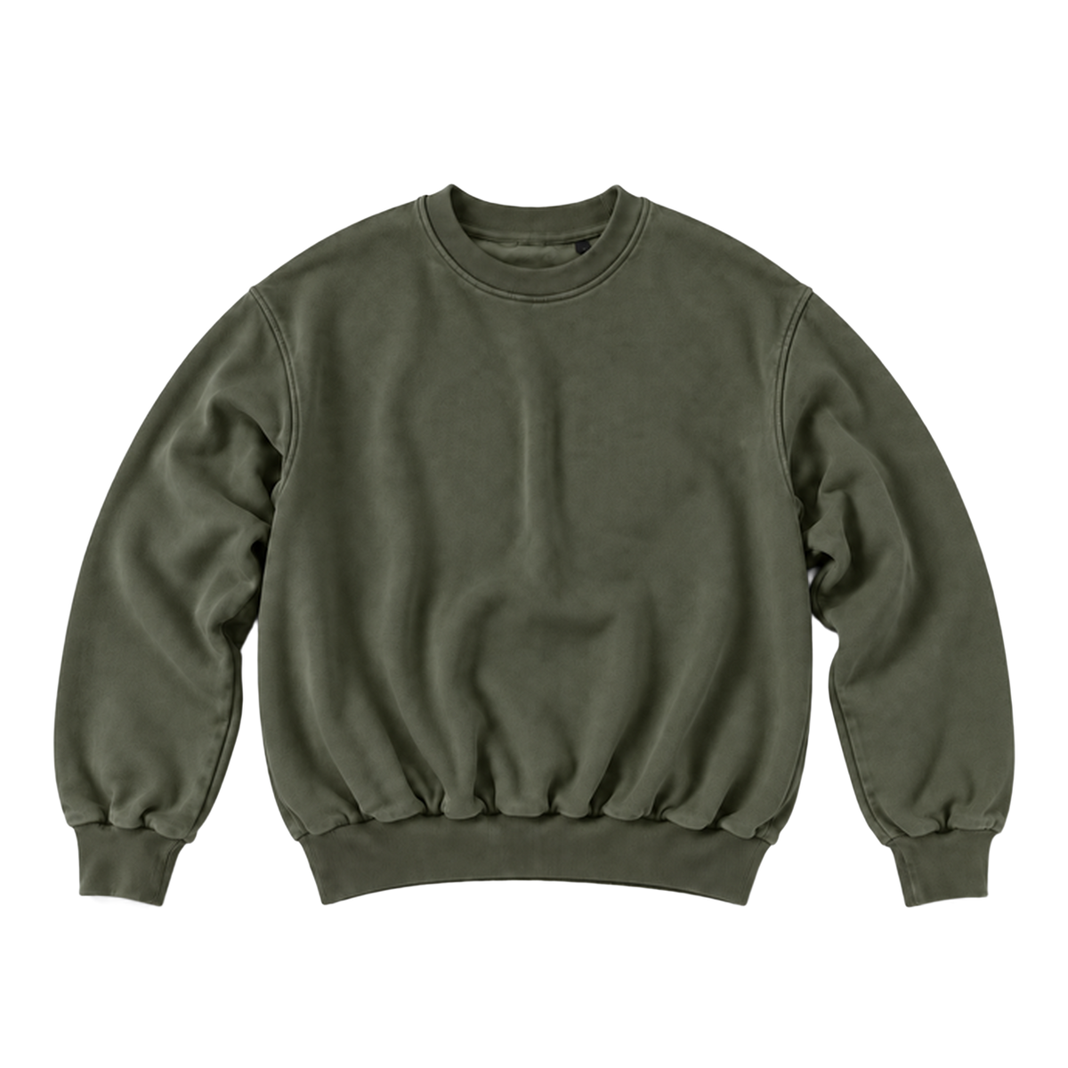 Sweat CURVE coupe balloon, coloris olive fonce, vue de face