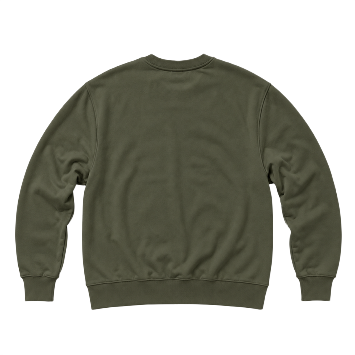 Sweat BASE coupe regular, coloris olive fonce, vue de dos