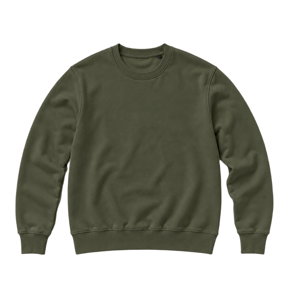 Sweat BASE coupe regular, coloris olive fonce, vue de face